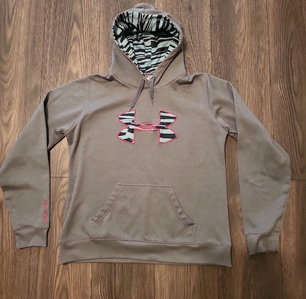 Under Armour Women's Grey Hoodie with Pink Accents
